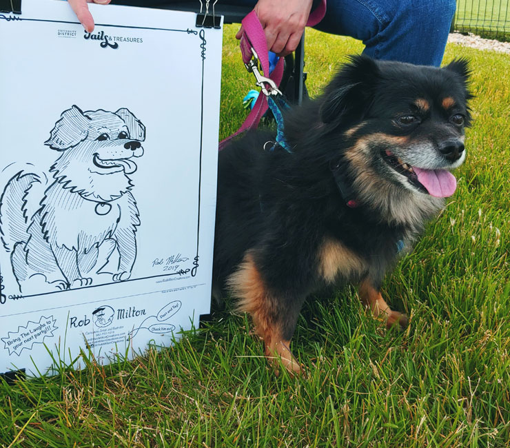 Dog with his caricature.