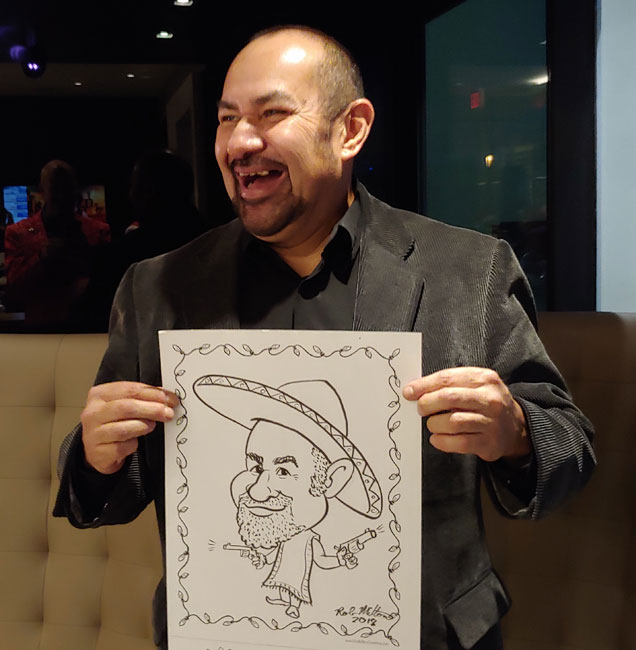 Caricature of Mexican Man at a office party