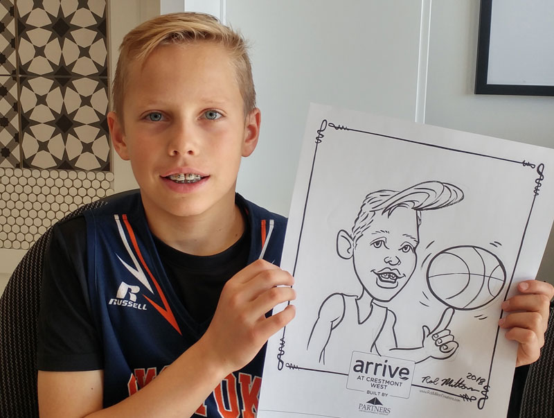 Promotional Giveaway Caricature of Boy playing Baskeketball.